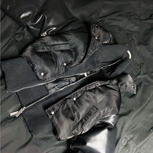 Vegan Leather Puffer Sleeve - Layered Jacket Black